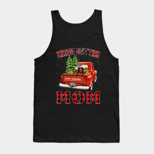 Christmas Irish Setter Mom Santa Hat Truck Tree Plaid Dog Mom Christmas Tank Top